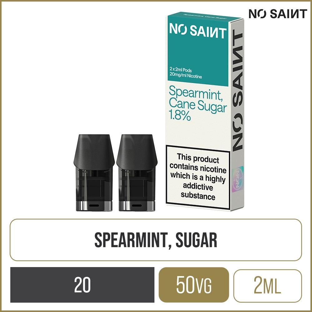 Spearmint Cane Sugar NO SAINT Pod 2 Pack