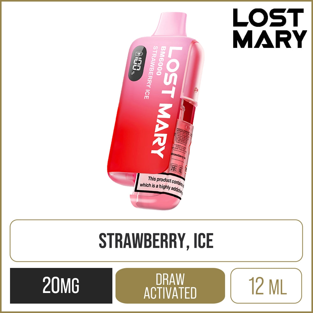 Lost Mary BM6000 Strawberry Ice Pod Vape Kit 12ml