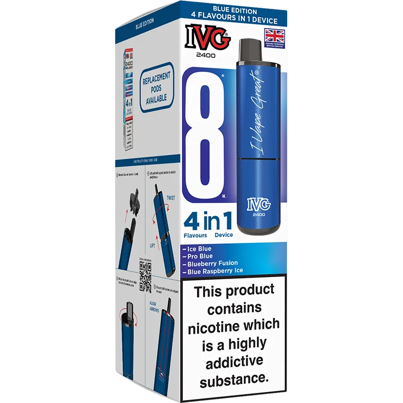 IVG 2400 4 in 1 Blue Edition Pod Vape Kit 8ml
