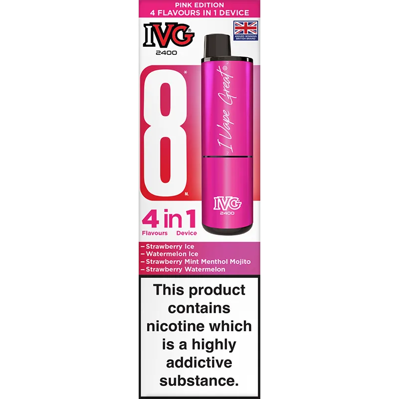 IVG 2400 4 in 1 Pink Edition Pod Vape Kit 8ml