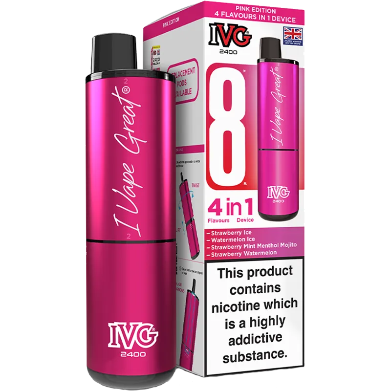IVG 2400 4 in 1 Pink Edition Pod Vape Kit 8ml