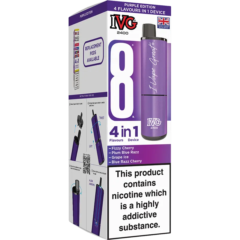 IVG 2400 4 in 1 Purple Edition Pod Vape Kit 8ml