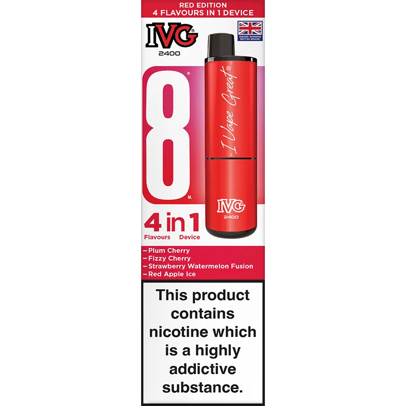 IVG 2400 4 in 1 Red Edition Pod Vape Kit 8ml