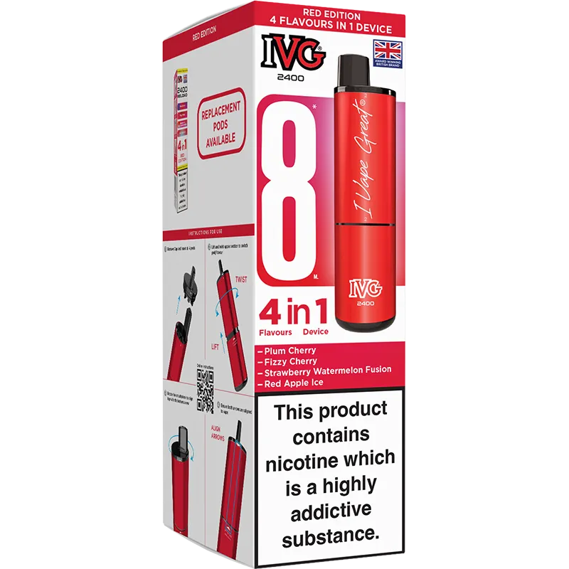 IVG 2400 4 in 1 Red Edition Pod Vape Kit 8ml