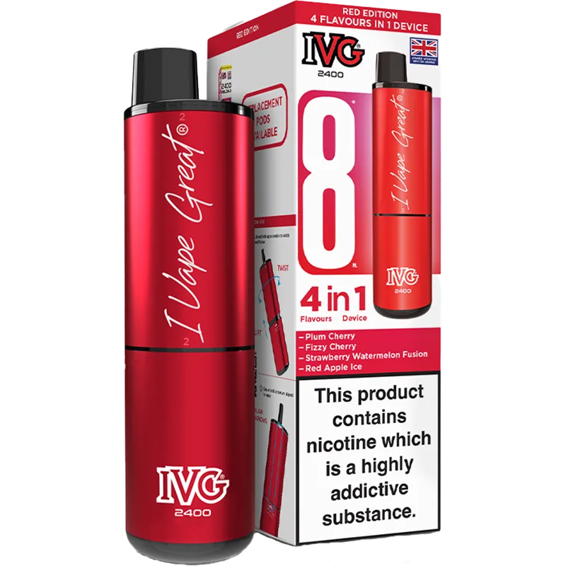 IVG 2400 4 in 1 Red Edition Pod Vape Kit 8ml