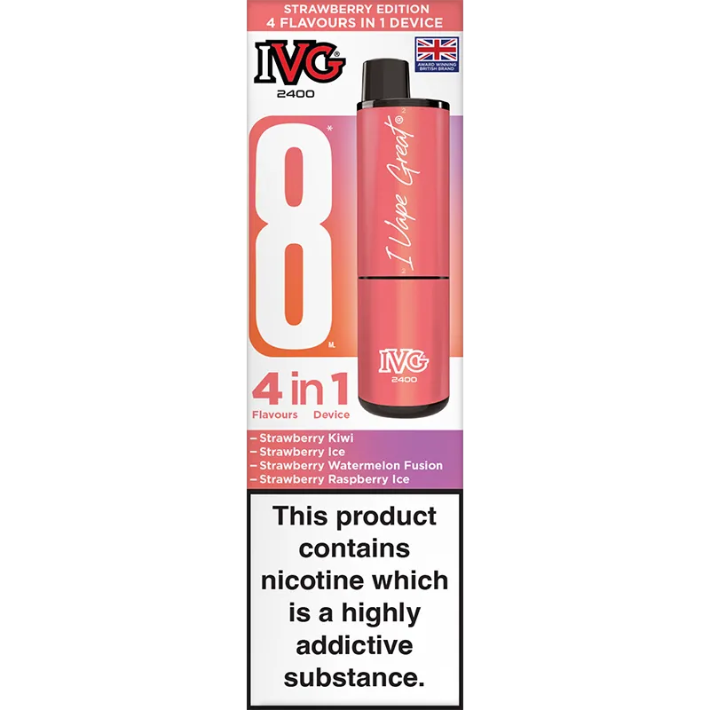 IVG 2400 4 in 1 Strawberry Edition Pod Vape Kit 8ml