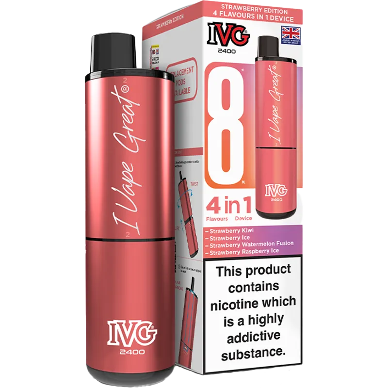 IVG 2400 4 in 1 Strawberry Edition Pod Vape Kit 8ml