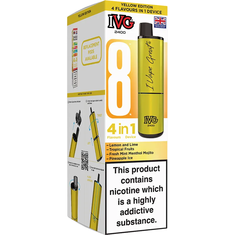 IVG 2400 4 in 1 Yellow Edition Pod Vape Kit 8ml