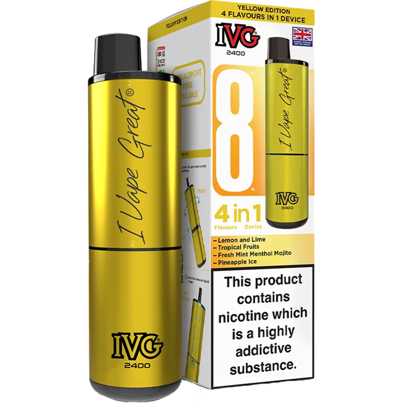 IVG 2400 4 in 1 Yellow Edition Pod Vape Kit 8ml