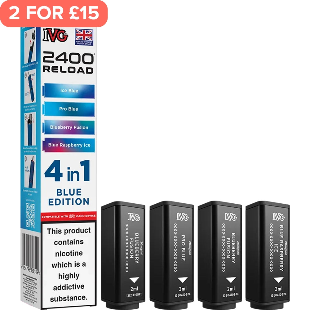 Blue Edition IVG 2400 Reload 4 In 1 Pods 4 Pack