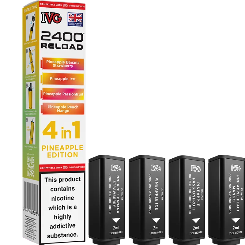 IVG 2400 Reload 4 In 1 Pineapple Edition Pods 4 Pack