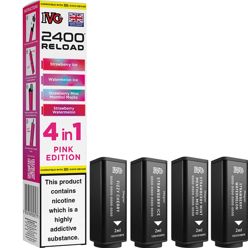 IVG 2400 Reload 4 In 1 Pink Edition Pods 4 Pack