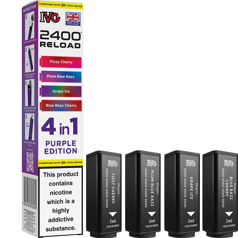 IVG 2400 Reload 4 In 1 Purple Edition Pods 4 Pack
