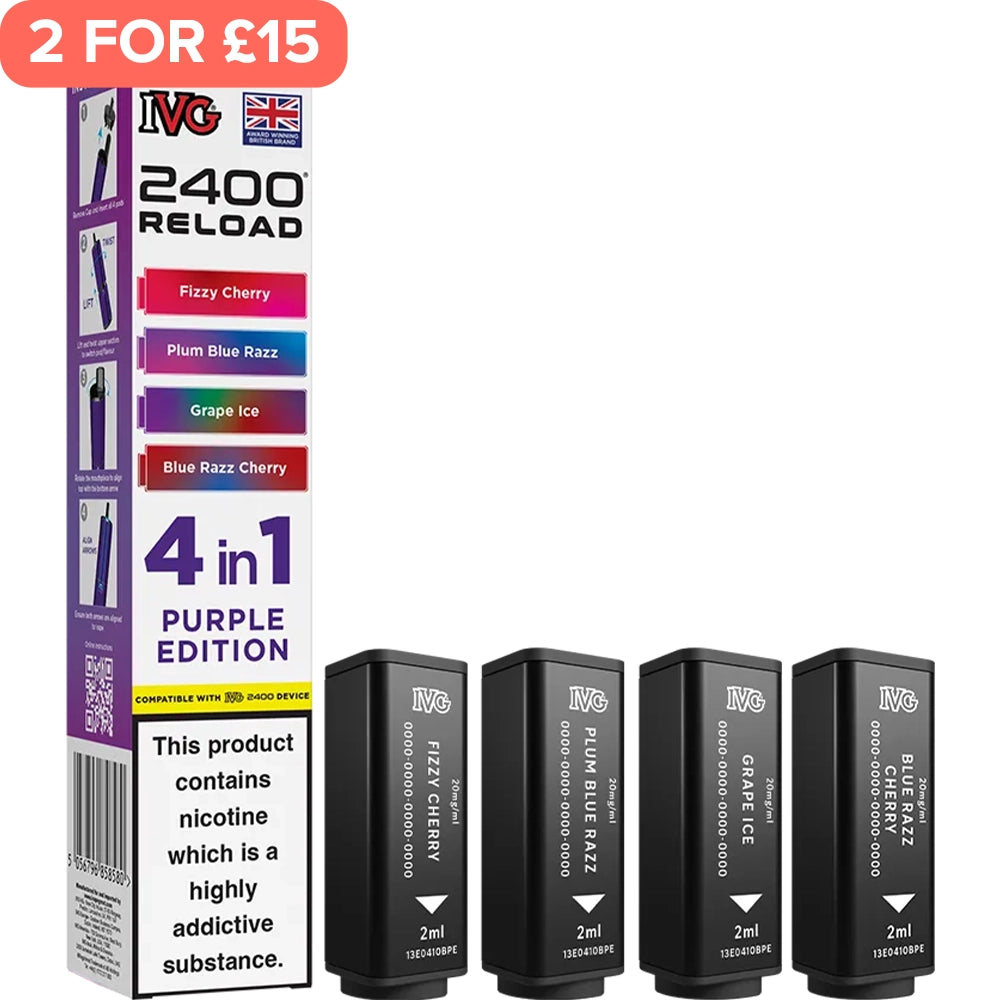 Purple Edition IVG 2400 Reload 4 In 1 Pods 4 Pack