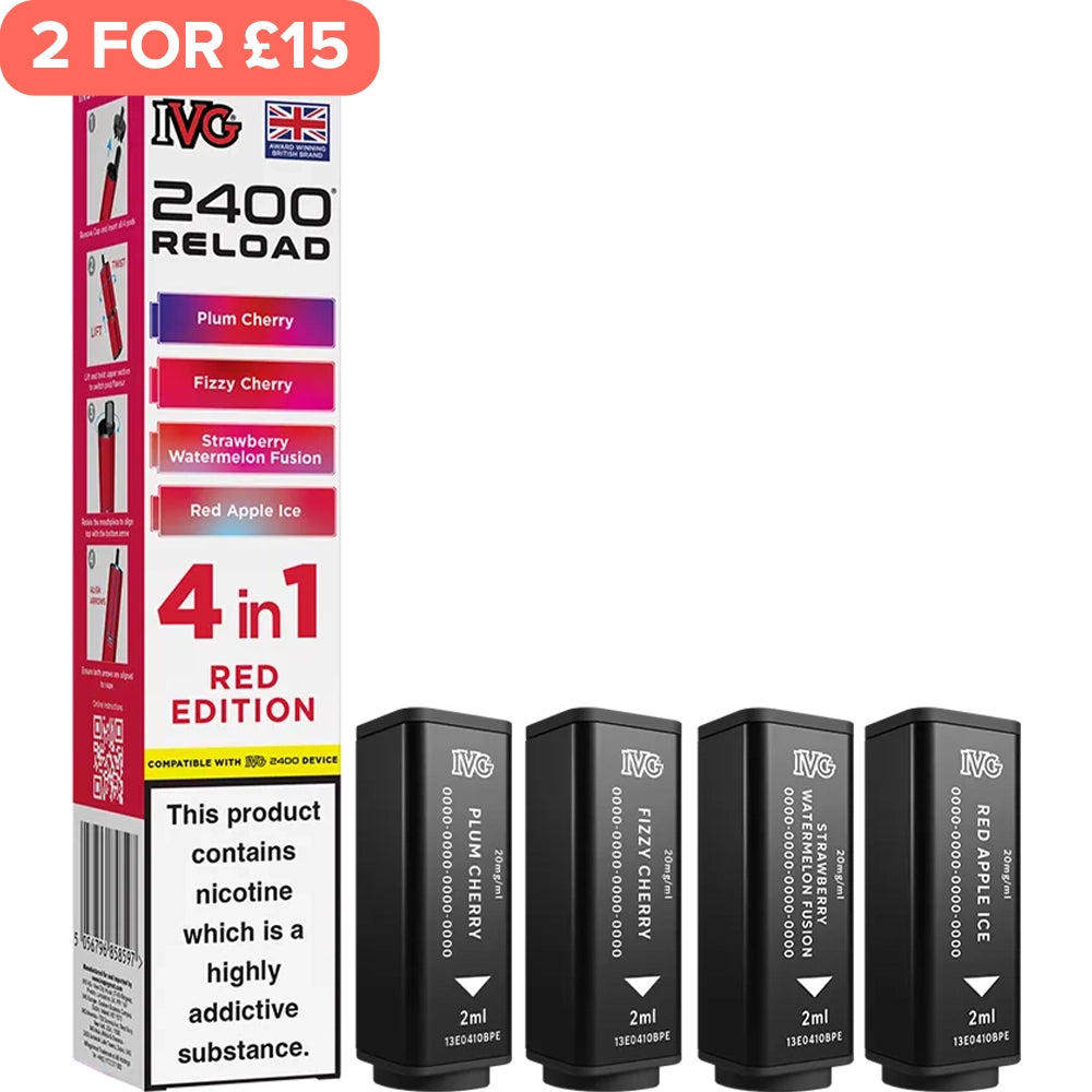 Red Edition IVG 2400 Reload 4 In 1 Pods 4 Pack