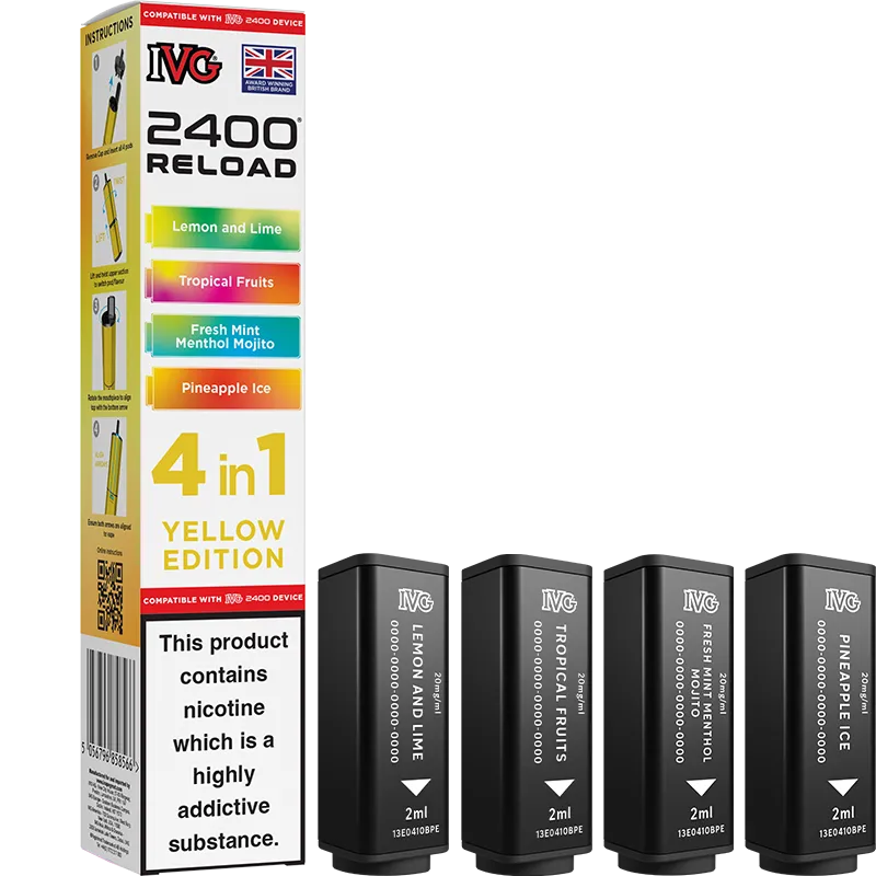 IVG 2400 Reload 4 In 1 Yellow Edition Pods 4 Pack