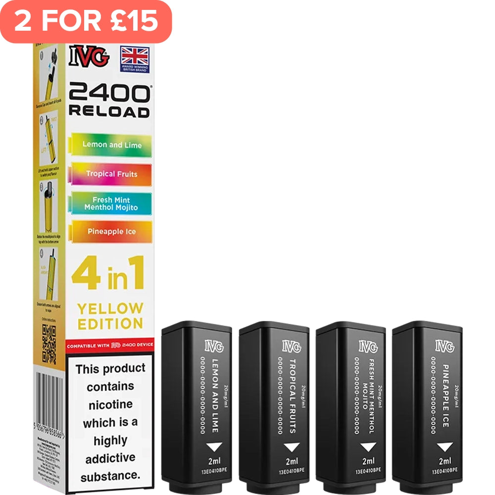 Yellow Edition IVG 2400 Reload 4 In 1 Pods 4 Pack