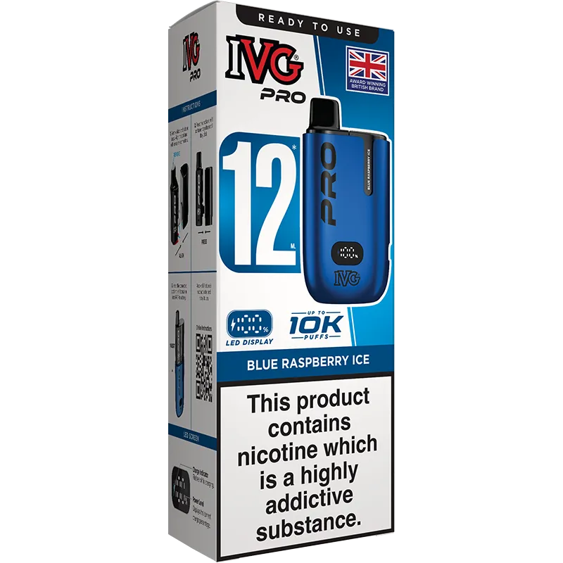 IVG Pro 12 Blue Raspberry Ice Pod Vape Kit 12ml