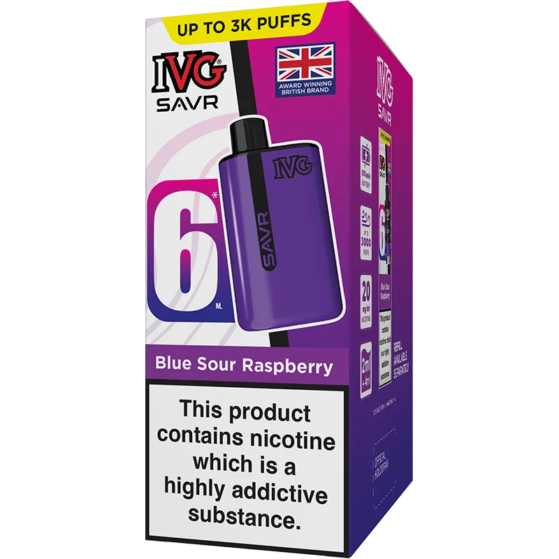 IVG SAVR Blue Sour Raspberry Pod Vape Kit 6ml