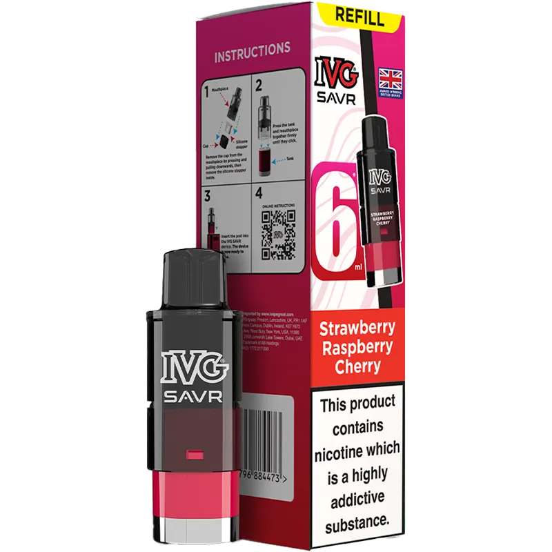 IVG SAVR Strawberry Raspberry Cherry Pod & Refill 6ml