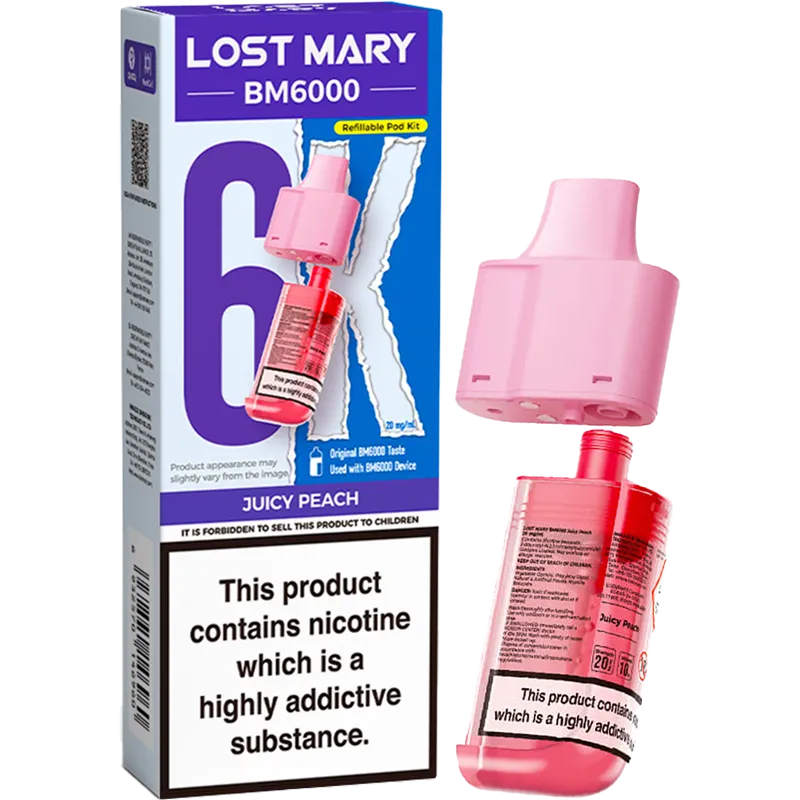 Juicy Peach Lost Mary BM6000 Pod & Refill 12ml