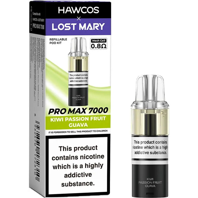 Kiwi Passion Fruit Guava Hawcos x Lost Mary Pro Max 7000 Pod & Refill 10ml