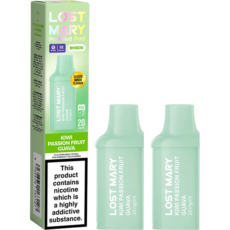 Kiwi Passion Fruit Guava Lost Mary BM600 Pods 2 Pack
