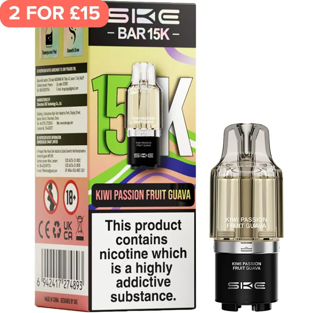 Kiwi Passion Fruit Guava SKE Bar 15K Pod & Refill 12ml
