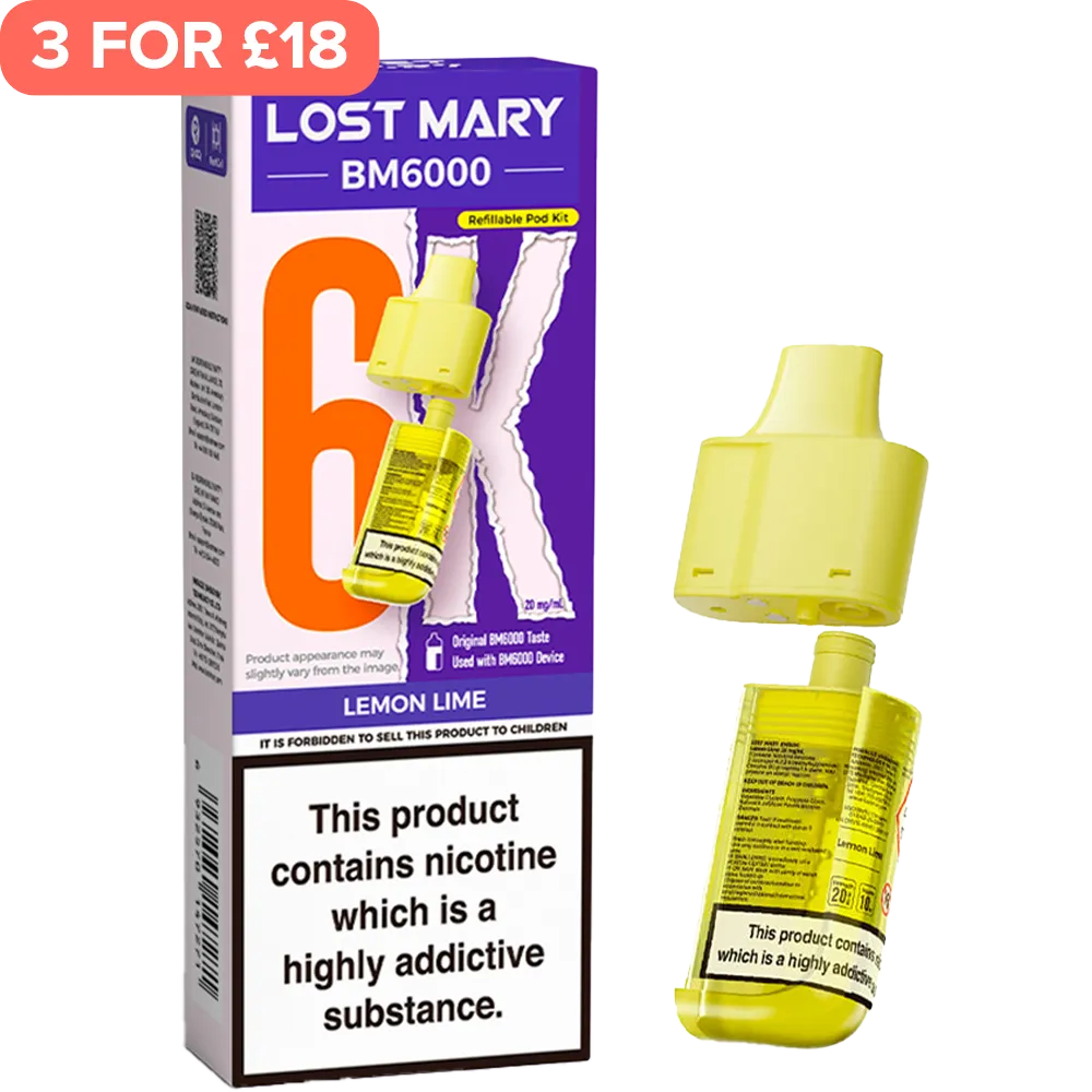 Lemon Lime Lost Mary BM6000 Pod & Refill 12ml