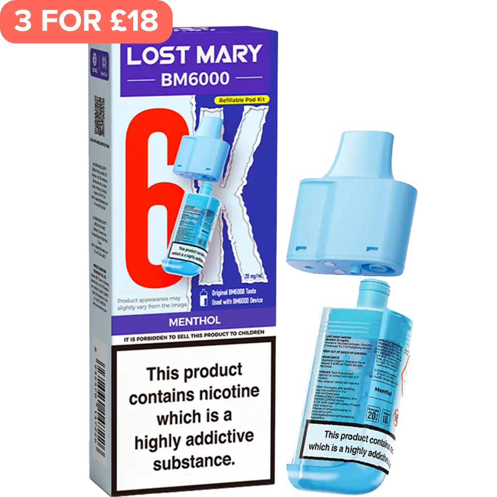Menthol Lost Mary BM6000 Pod & Refill 12ml