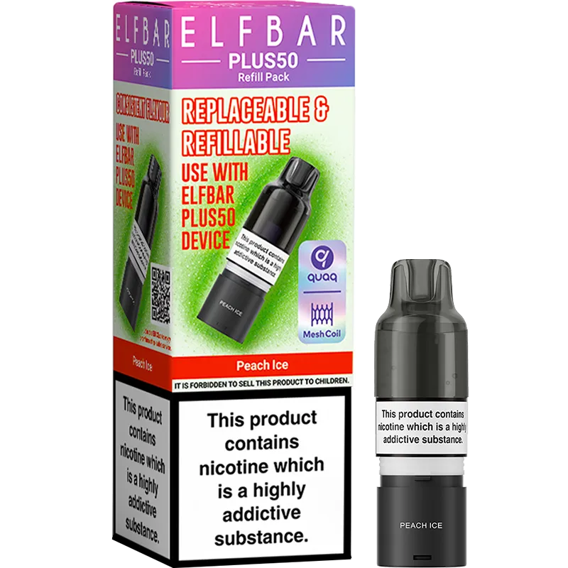 Peach Ice Elf Bar Plus 50 Pod & Refill 10ml