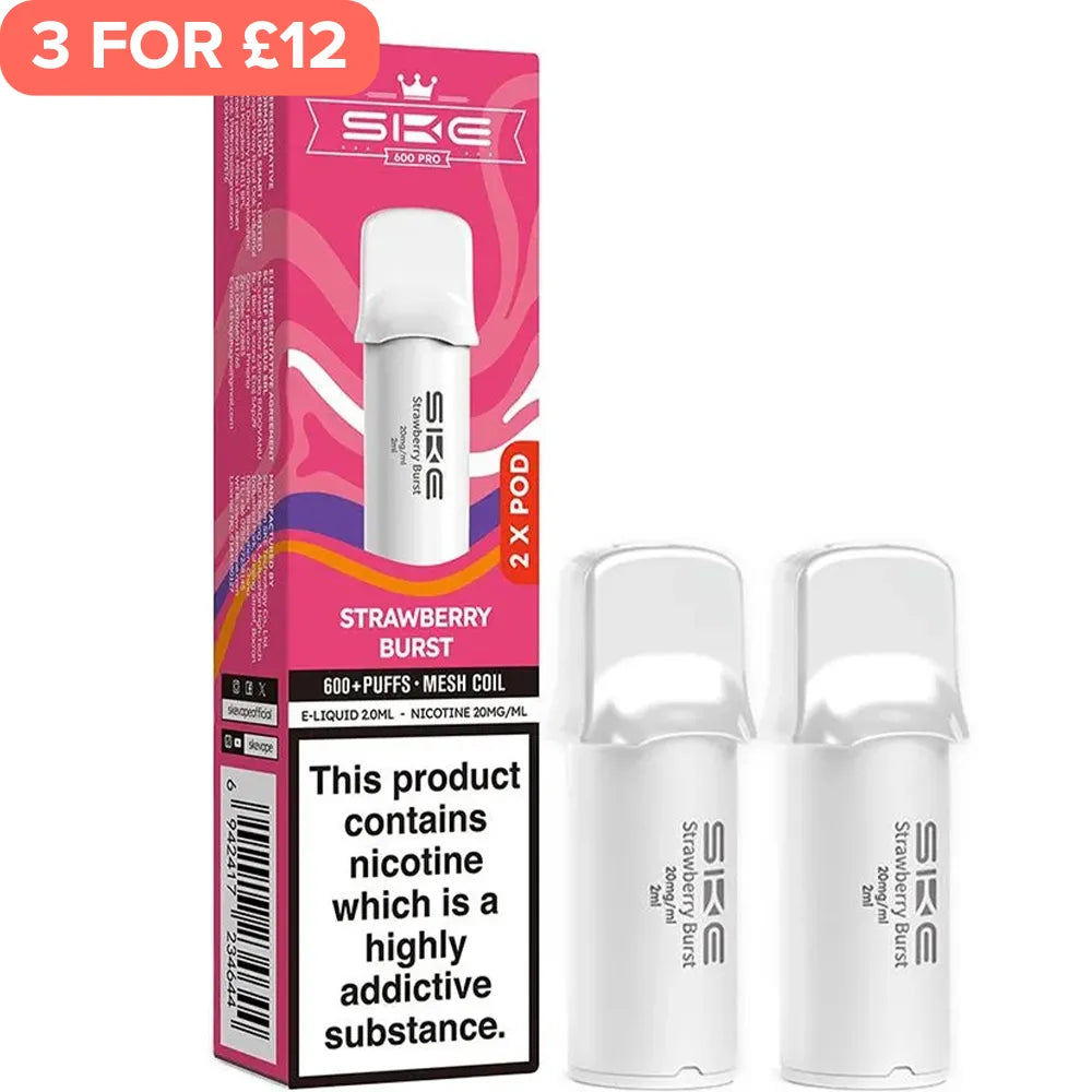 Strawberry Burst SKE Crystal 600 Pro Pods 2 Pack