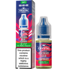A SKE Crystal Salts blueberry sour raspberry flavoured e-liquid and box in a 10mg nicotine strength.