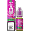 Pink lemonade flavoured Crystal Salt e-liquid and box on a white background.