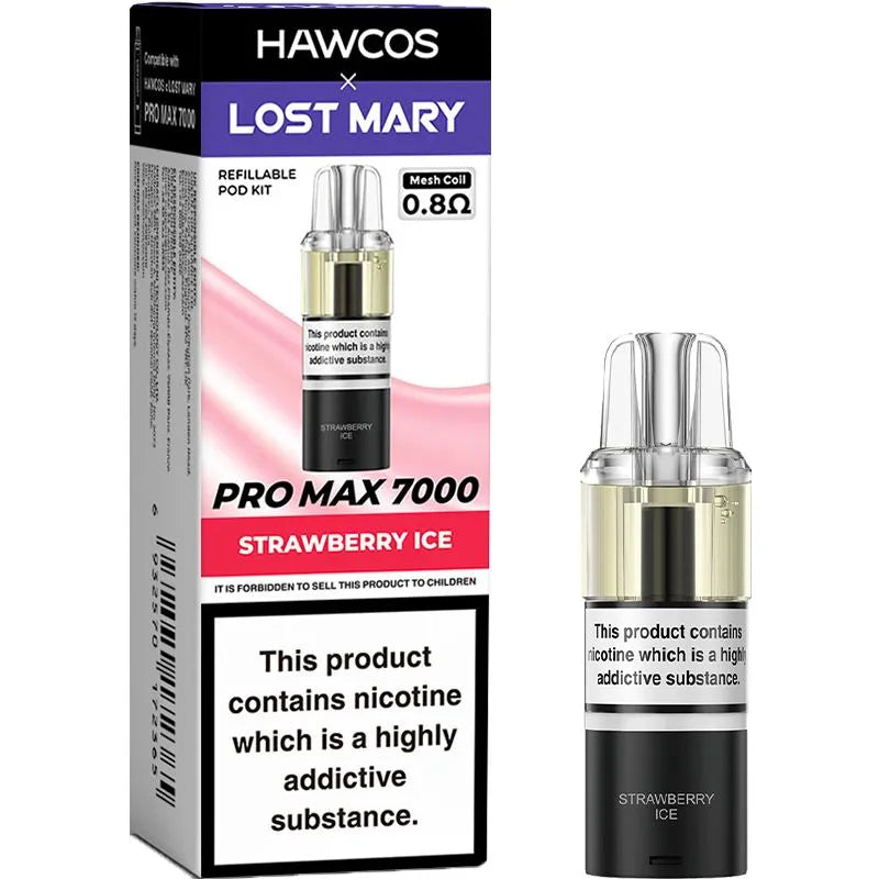 Strawberry Ice Hawcos x Lost Mary Pro Max 7000 Pod & Refill 10ml