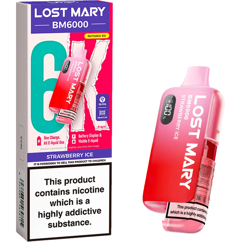 Lost Mary BM6000 Strawberry Ice Pod Vape Kit 12ml