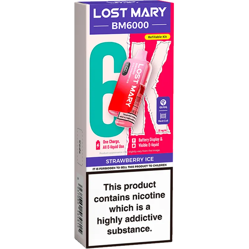 Lost Mary BM6000 Strawberry Ice Pod Vape Kit 12ml