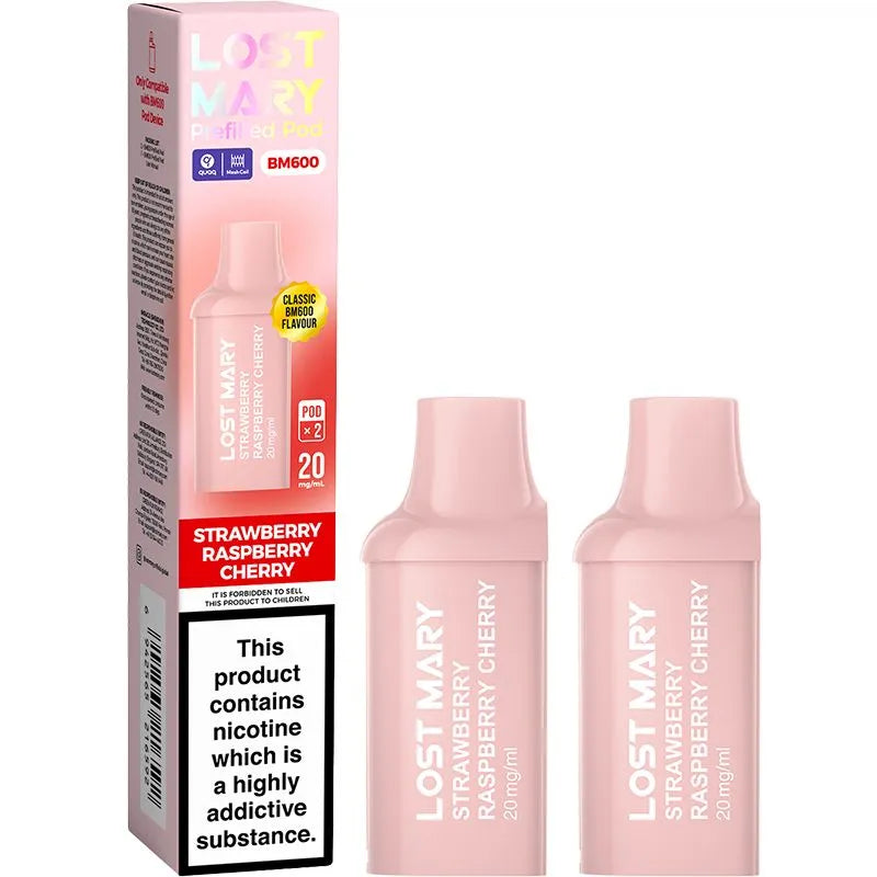 Strawberry Raspberry Cherry Lost Mary BM600 Pods 2 Pack