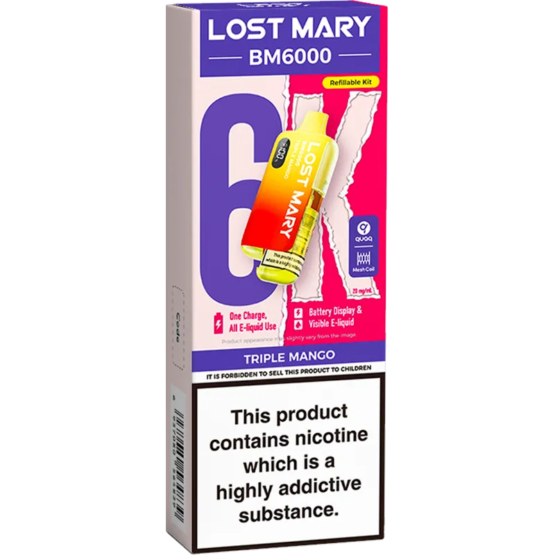 Lost Mary BM6000 Triple Mango Pod Vape Kit 12ml