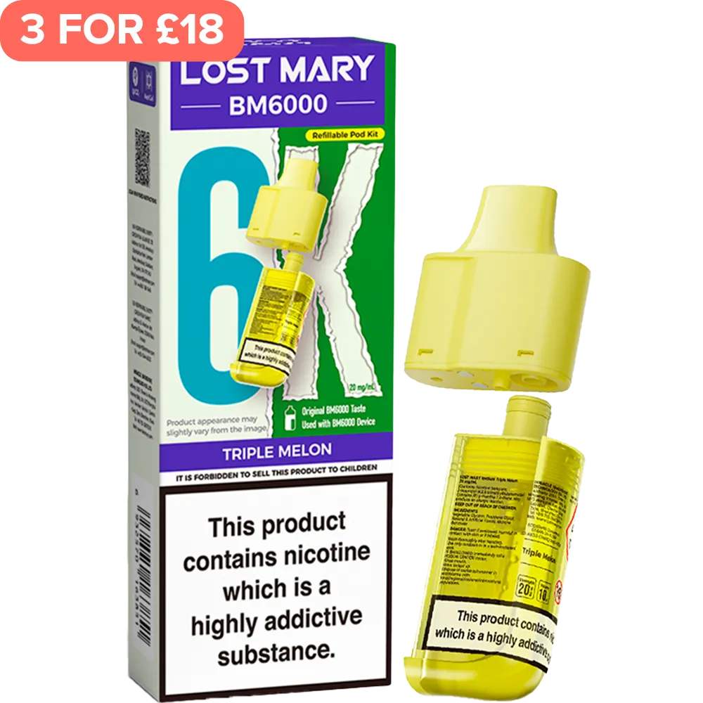 Triple Melon Lost Mary BM6000 Pod & Refill 12ml