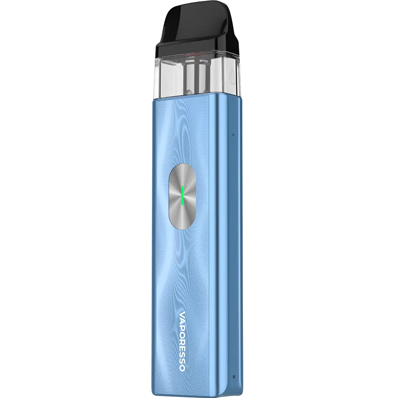 Vaporesso XROS 4 Mini blue pod kit front/side.