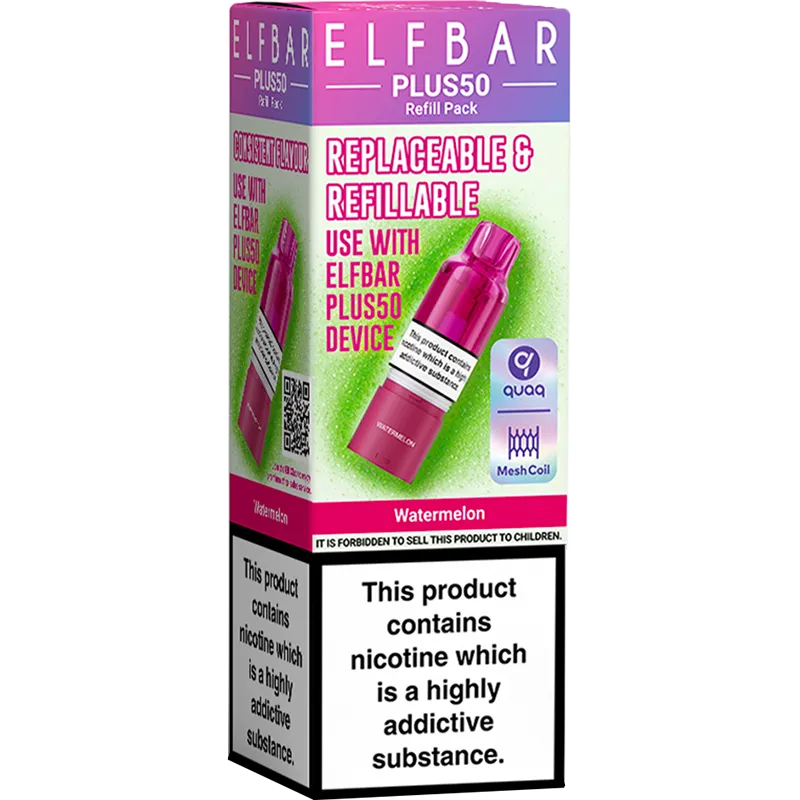 Watermelon Elf Bar Plus 50 Pod & Refill 10ml