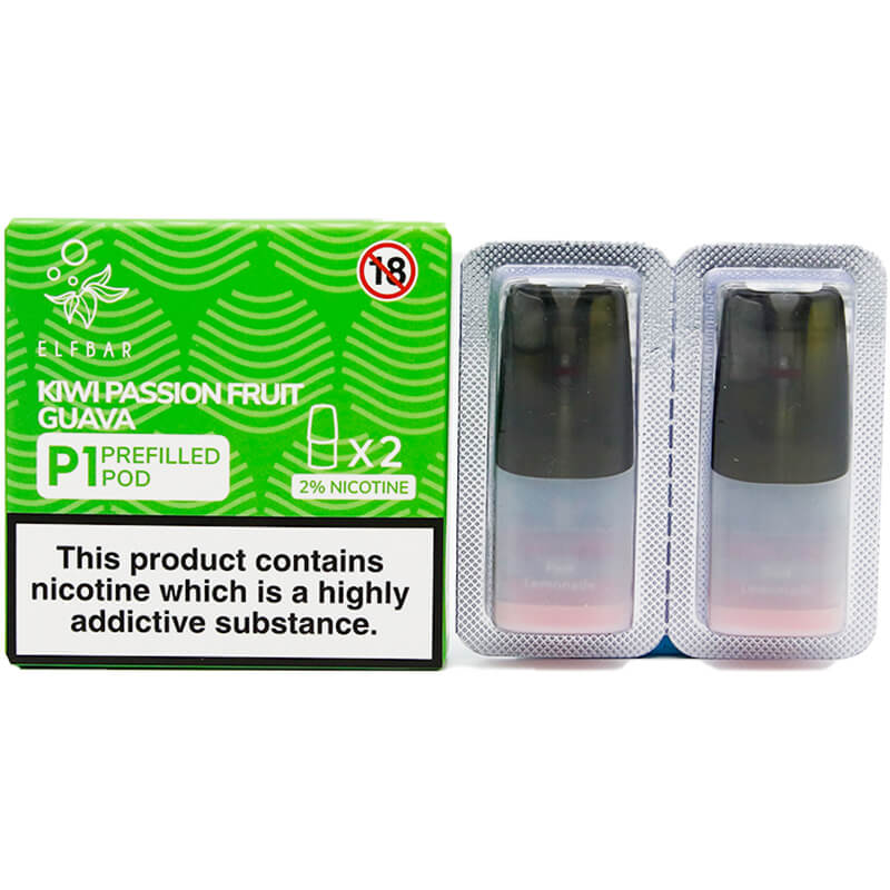 Elf Bar Mate500 P1 Kiwi Passion Fruit Guava Pods and box