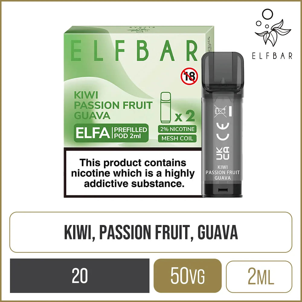 Elf Bar ELFA Kiwi Passionfruit Guava Pods 2 Pack