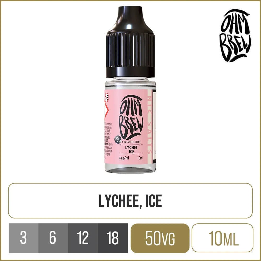 Ohm Brew 50/50 Lychee Ice E-Liquid 10ml