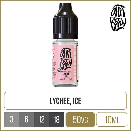 Ohm Brew 50/50 Lychee Ice E-Liquid 10ml