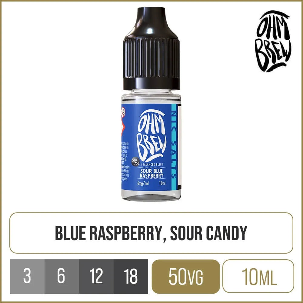Ohm Brew 50/50 Sour Blue Raspberry E-Liquid 10ml
