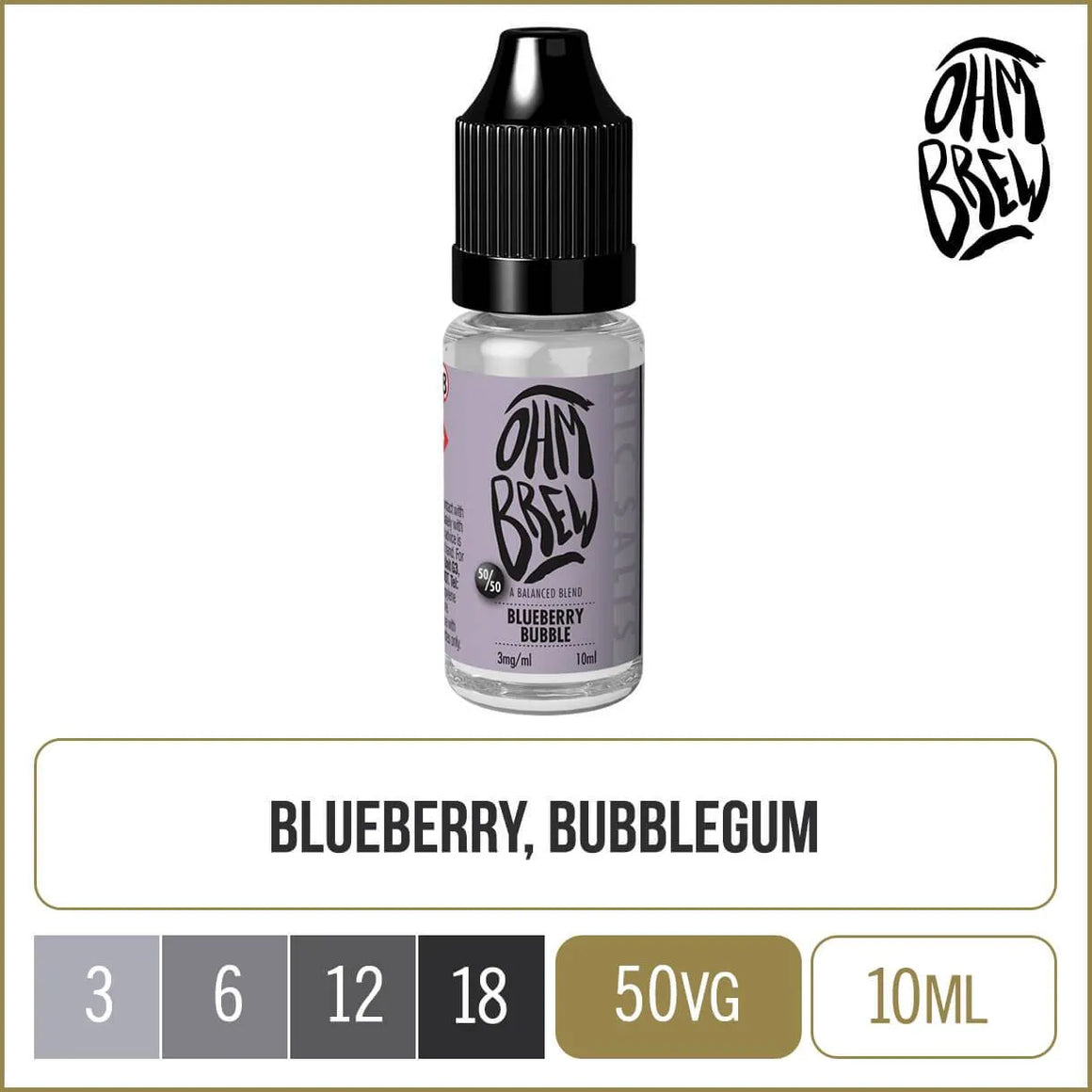 Ohm Brew 50/50 Blueberry Bubble 10ml