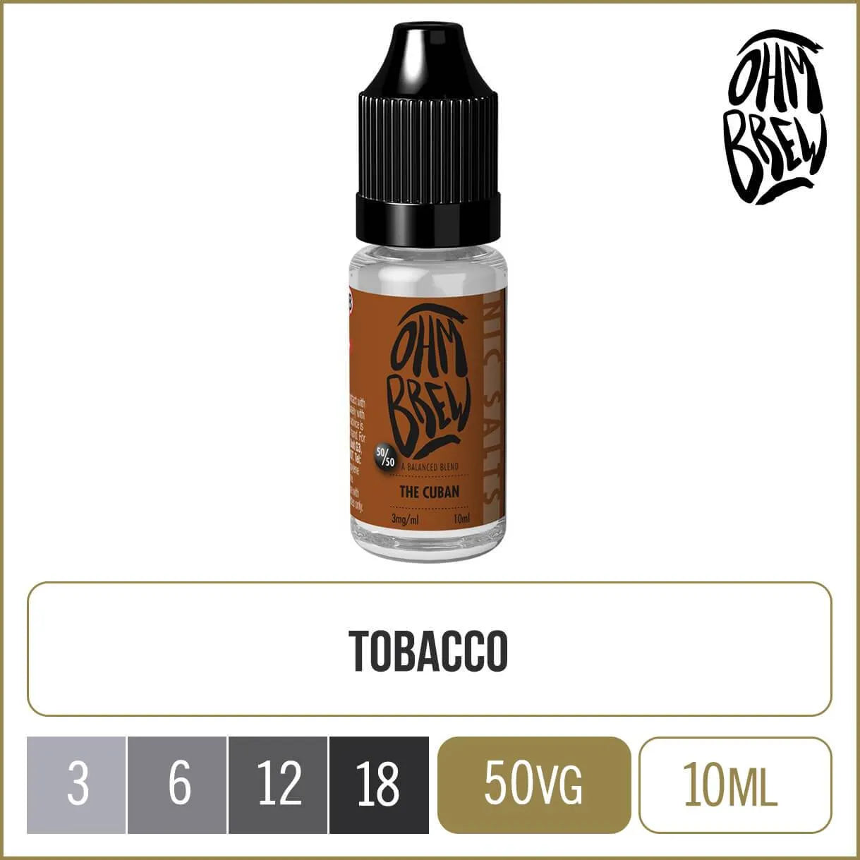 Ohm Brew 50/50 Cigar 10ml Bottle