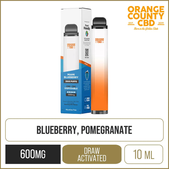 Orange County CBD Miami Blueberry 1000mg CBD + CBG Disposable Vape 10ml